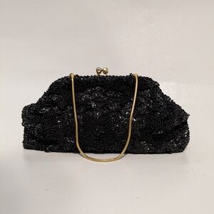 Elegant Black Sequin Evening Clutch